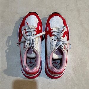 adidas Red and White Sneakers with Chunky Sole and Modern Design